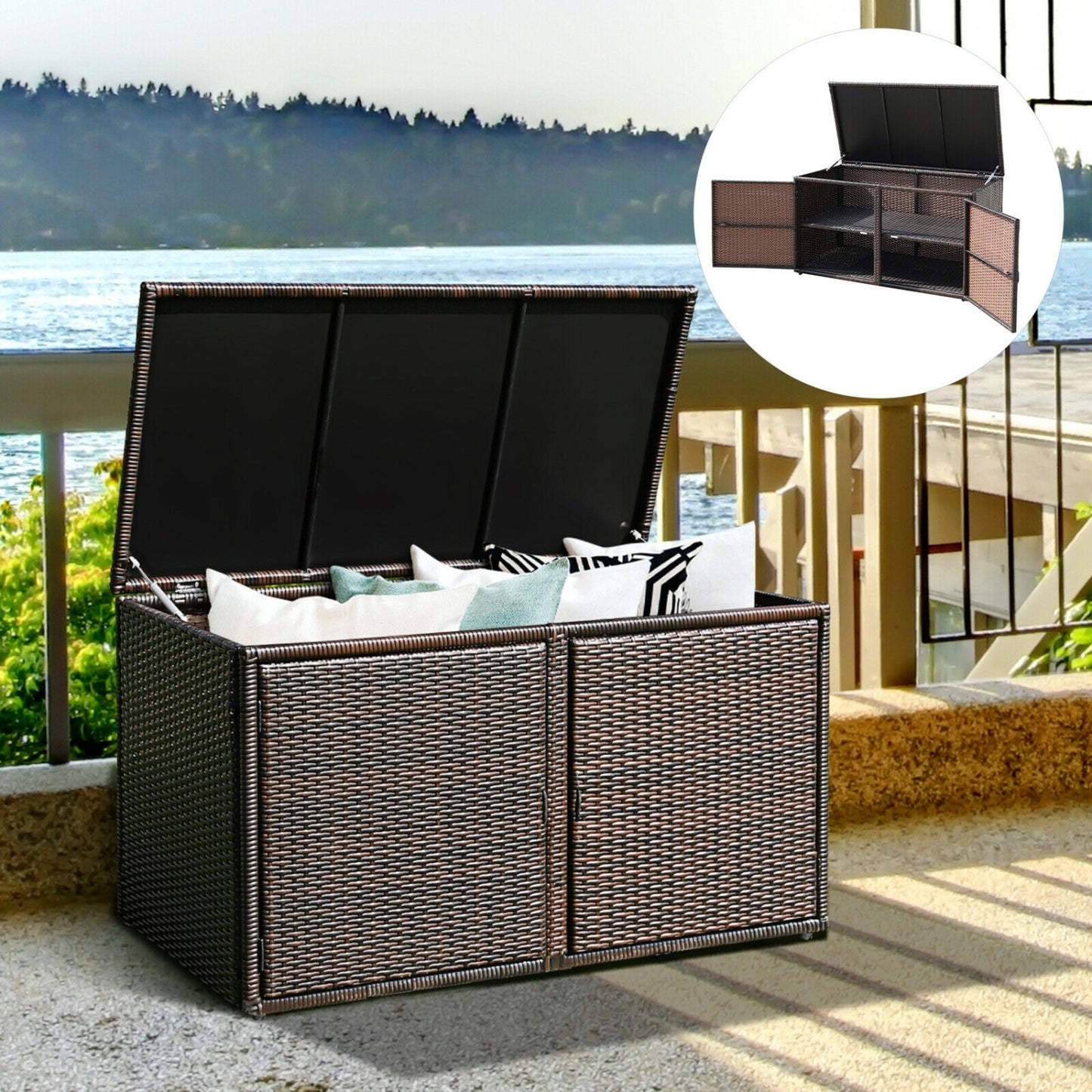 88 Gallon Rattan Storage Container Box, Brown Sheds & Outdoor Storage at Gallery Canada