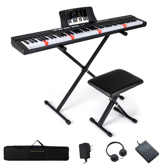 88-Key Electric Piano Keyboard with Adjustable Stand and Portable Bag, Black Pianos & Keyboards Black at Gallery Canada