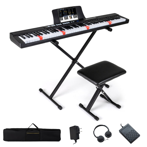 88-Key Electric Piano Keyboard with Adjustable Stand and  Portable Bag, Black