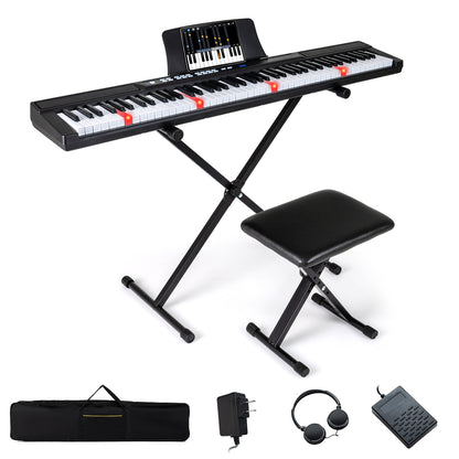 88-Key Electric Piano Keyboard with Adjustable Stand and Portable Bag, Black Pianos & Keyboards at Gallery Canada