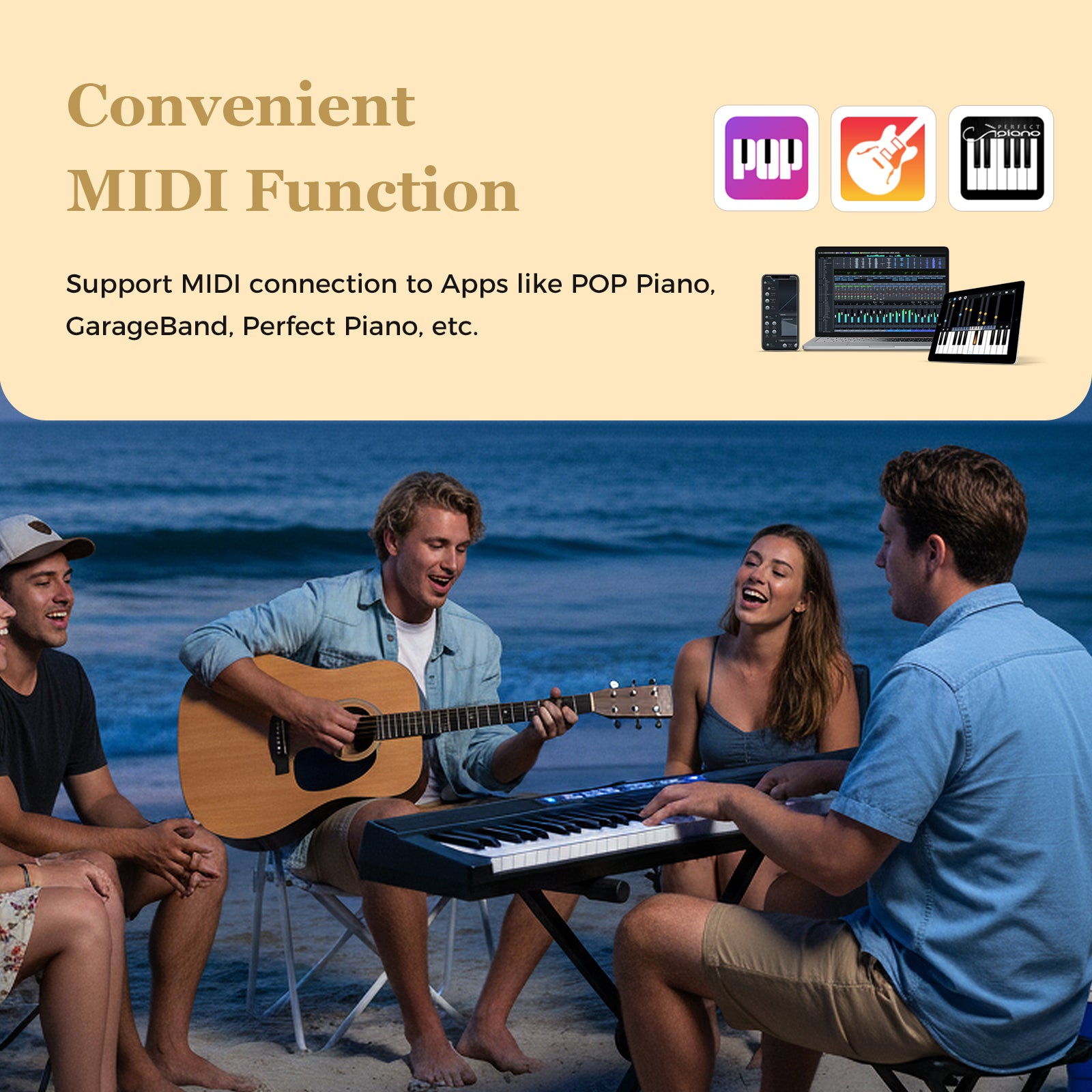 88-Key Electric Piano Keyboard with Adjustable Stand and Portable Bag, Black Pianos & Keyboards at Gallery Canada