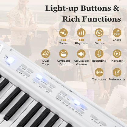 88-Key Electric Piano Keyboard with Adjustable Stand and Portable Bag, White Pianos & Keyboards at Gallery Canada