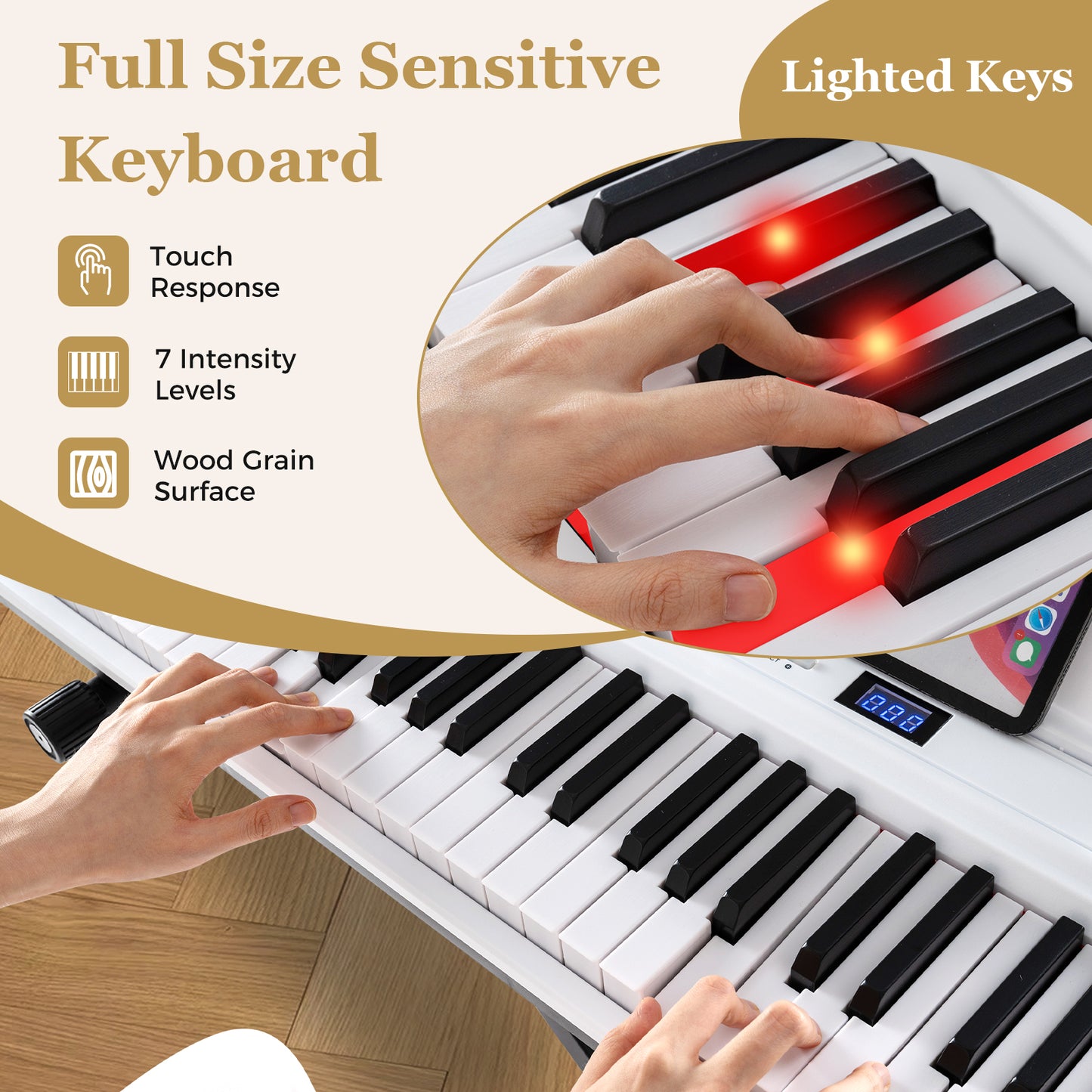 88-Key Electric Piano Keyboard with Adjustable Stand and Portable Bag, White Pianos & Keyboards at Gallery Canada