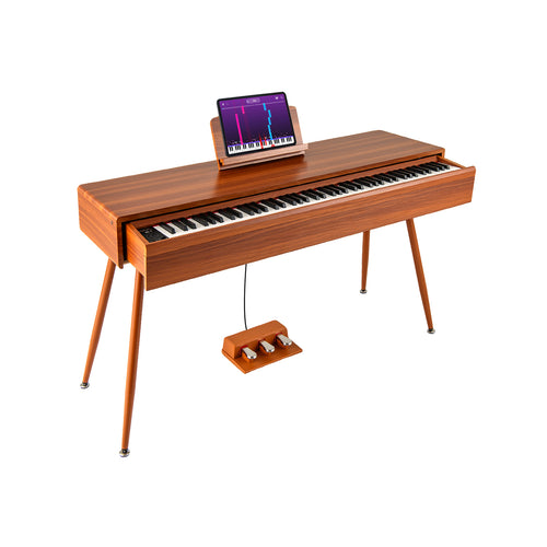 88-Key Graded Hammer Action Weighted Keyboard with Push-pull Drawer, Brown