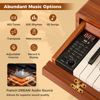 88-Key Graded Hammer Action Weighted Keyboard with Push-pull Drawer, Brown Pianos & Keyboards at Gallery Canada