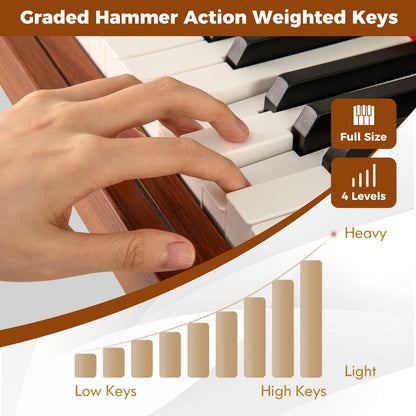 88-Key Graded Hammer Action Weighted Keyboard with Push-pull Drawer, Brown Pianos & Keyboards at Gallery Canada