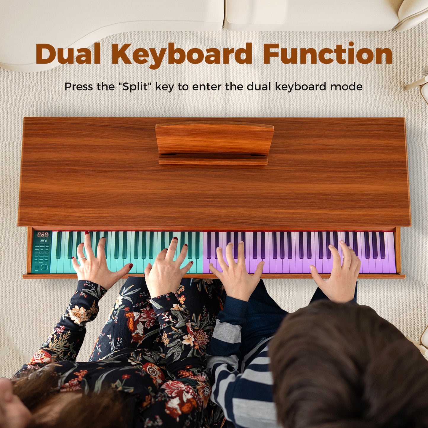 88-Key Graded Hammer Action Weighted Keyboard with Push-pull Drawer, Brown Pianos & Keyboards at Gallery Canada