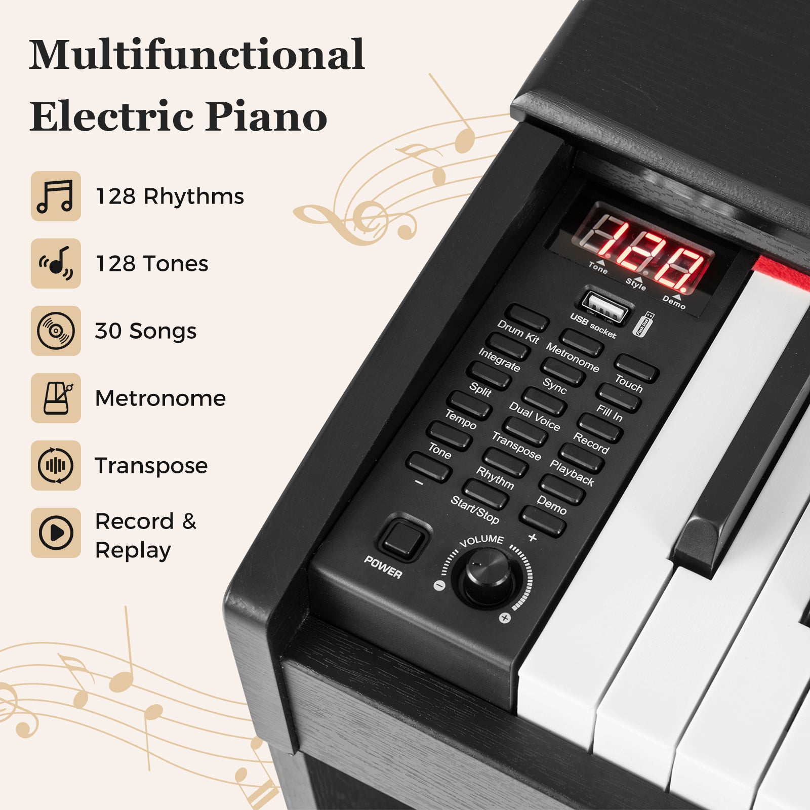 88-Key Hammer Action Weighted Keyboard, Furniture Stand, Black Pianos & Keyboards at Gallery Canada