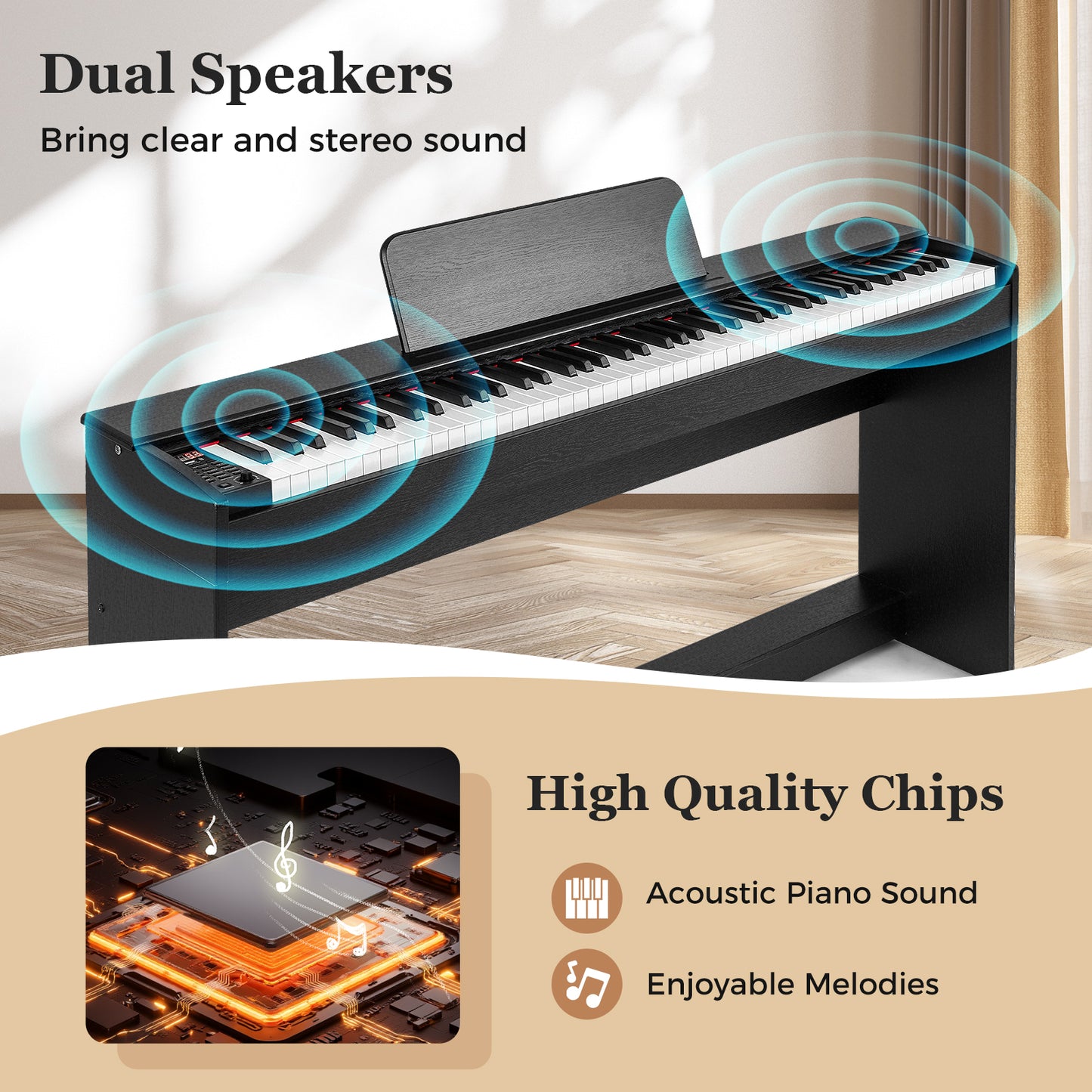 88-Key Hammer Action Weighted Keyboard, Furniture Stand, Black Pianos & Keyboards at Gallery Canada