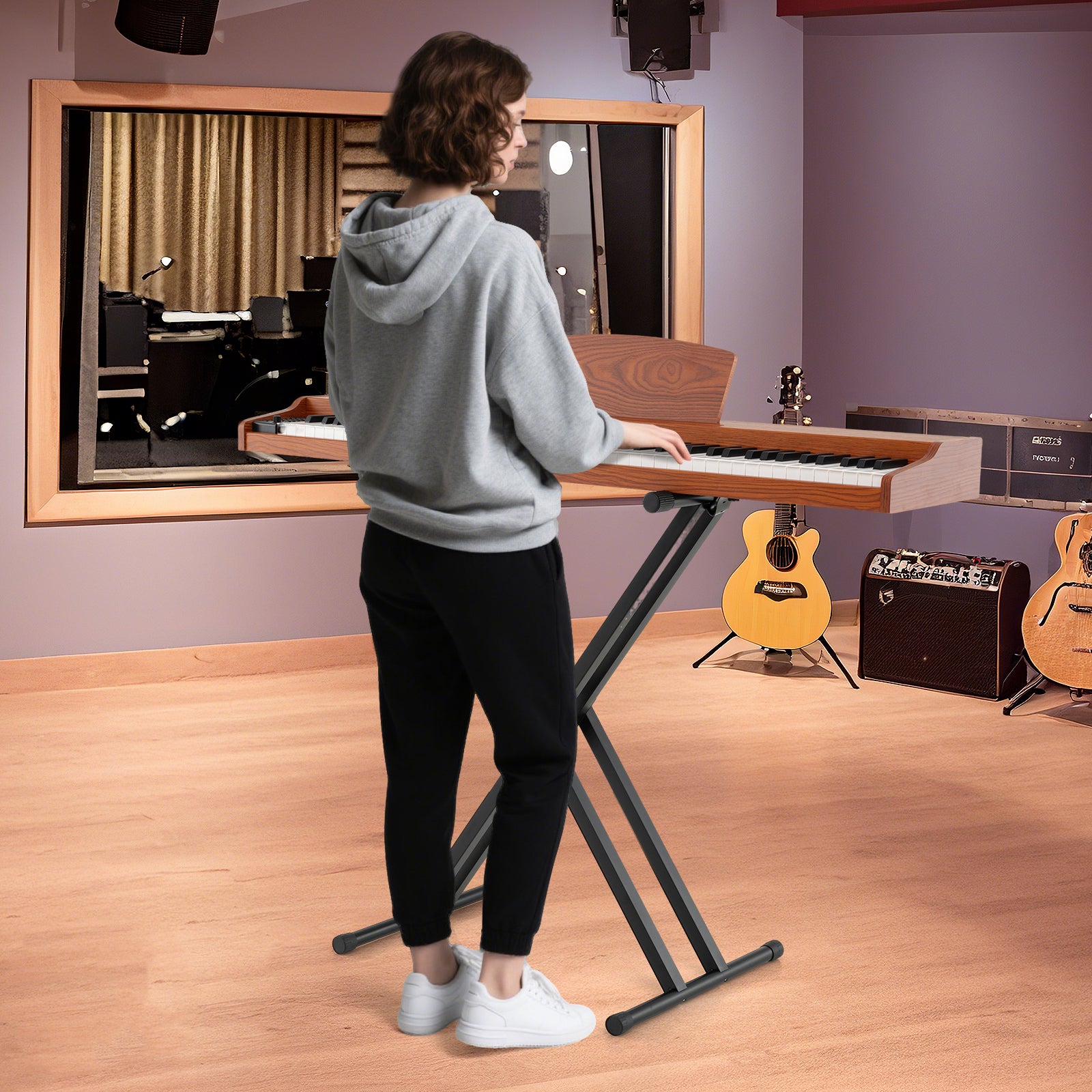 88-Key Keyboard Piano Set with Adjustable Stand, Brown Pianos & Keyboards at Gallery Canada