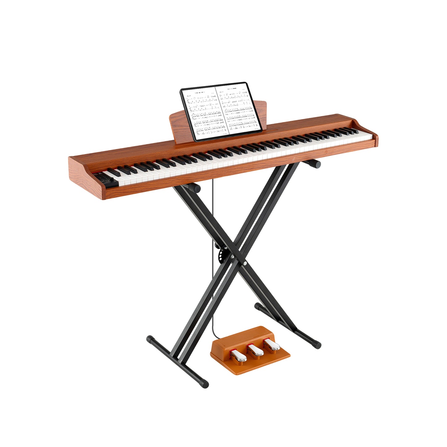 88-Key Keyboard Piano Set with Adjustable Stand, Brown Pianos & Keyboards Brown at Gallery Canada