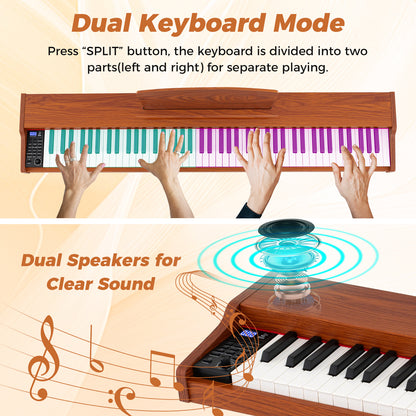 88-Key Keyboard Piano Set with Adjustable Stand, Brown Pianos & Keyboards at Gallery Canada