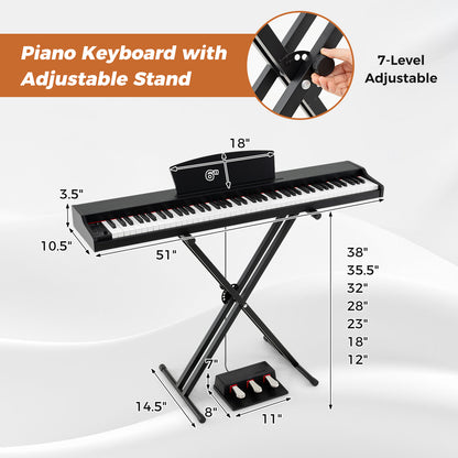 88-Key Keyboard Piano Set With Adjustable Stand, Black Pianos & Keyboards at Gallery Canada