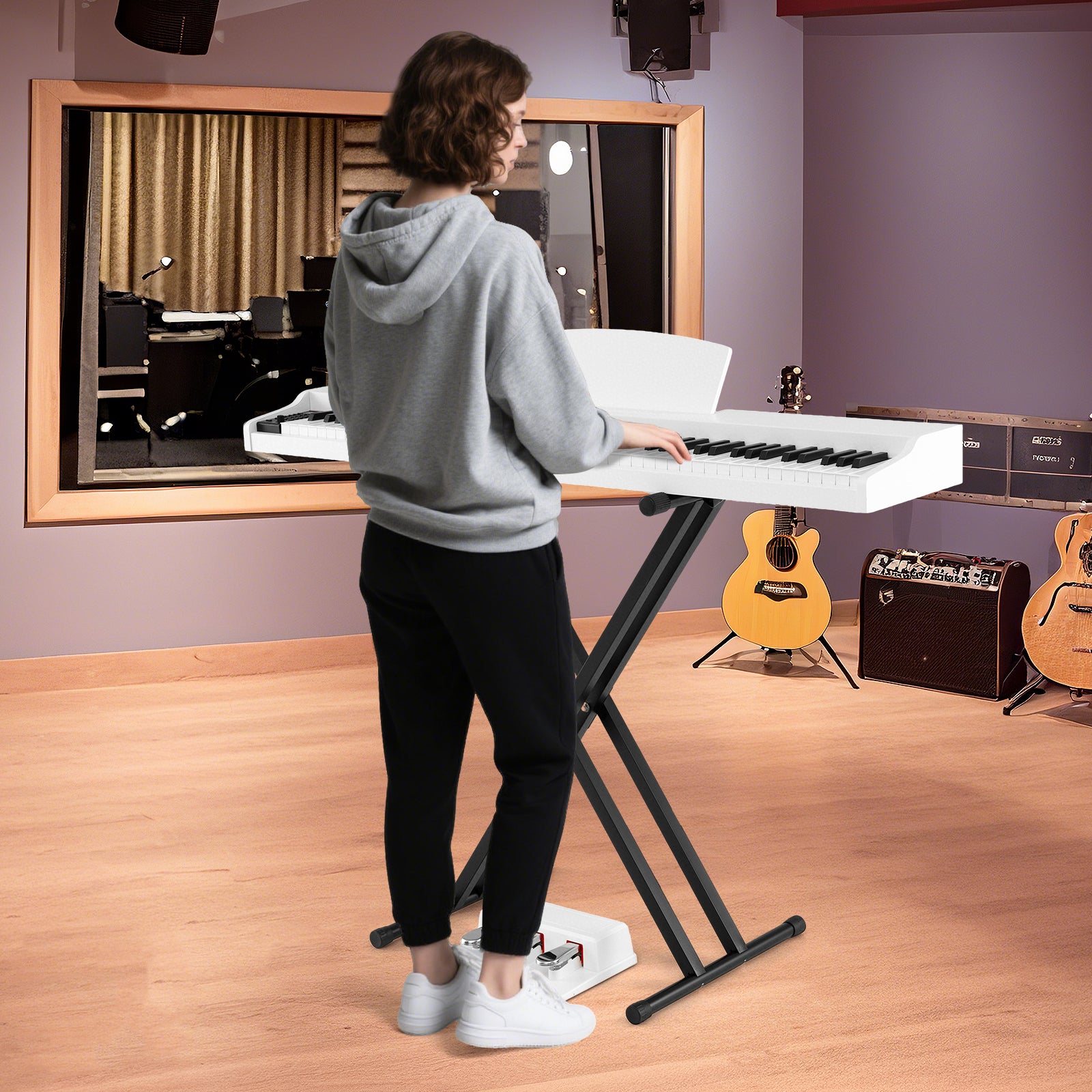 88-Key Keyboard Piano Set with Adjustable Stand, White Pianos & Keyboards at Gallery Canada