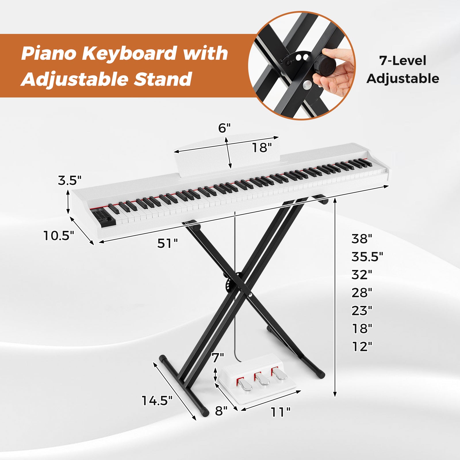 88-Key Keyboard Piano Set with Adjustable Stand, White Pianos & Keyboards at Gallery Canada