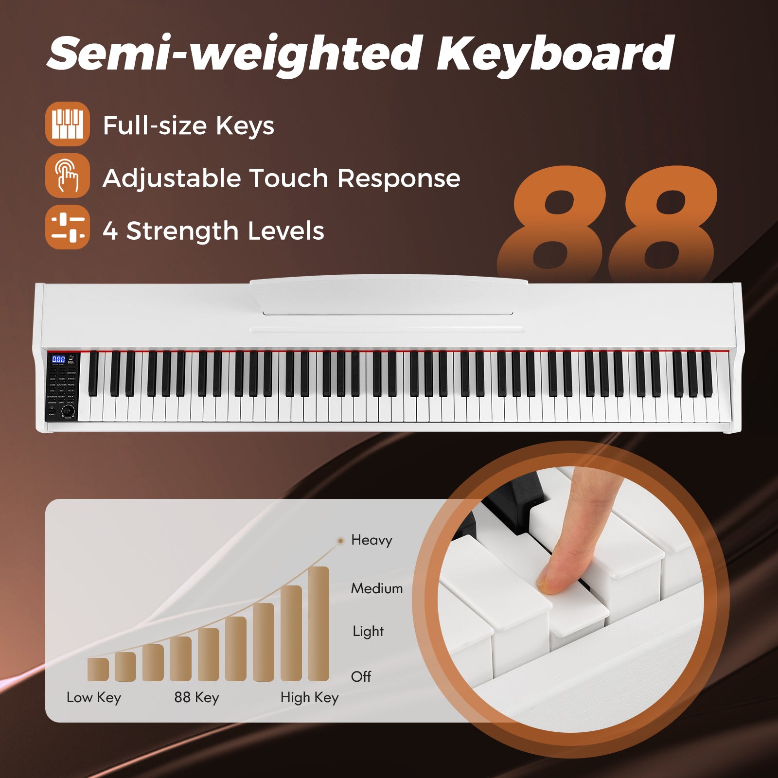 88-Key Keyboard Piano Set with Adjustable Stand, White Pianos & Keyboards at Gallery Canada