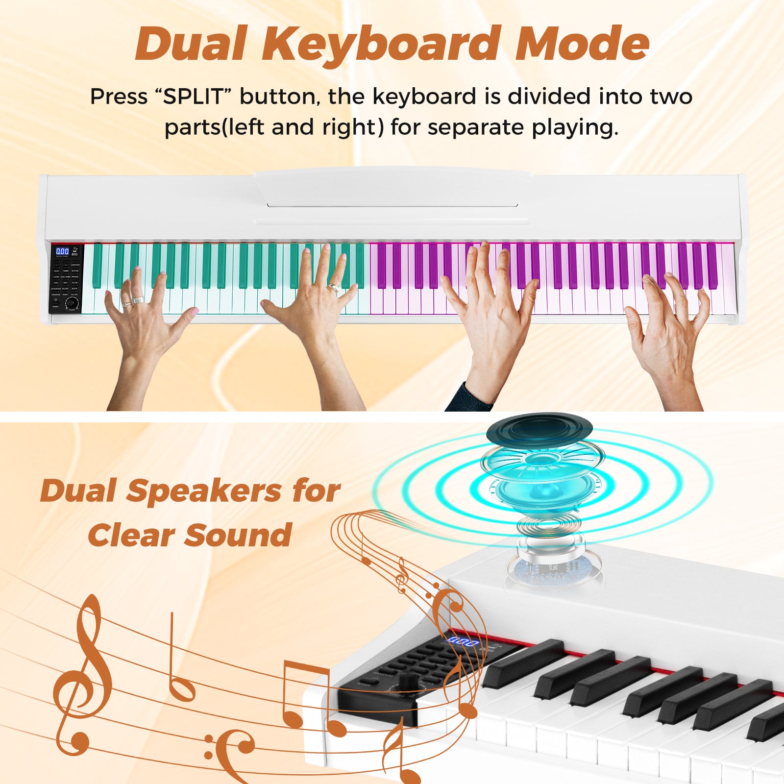 88-Key Keyboard Piano Set with Adjustable Stand, White Pianos & Keyboards at Gallery Canada