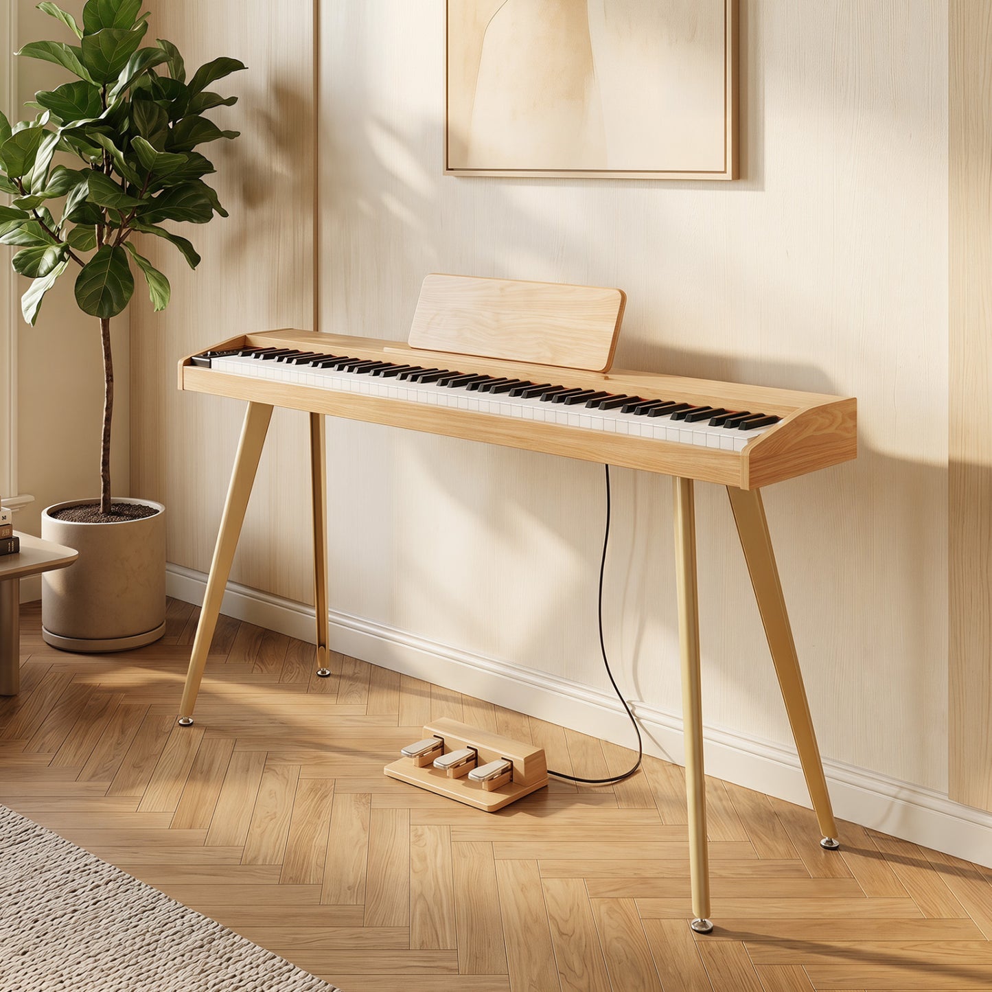 88-Key Semi-Weighted Digital Piano with 3 Pedal Unit and 80 Demos, Natural