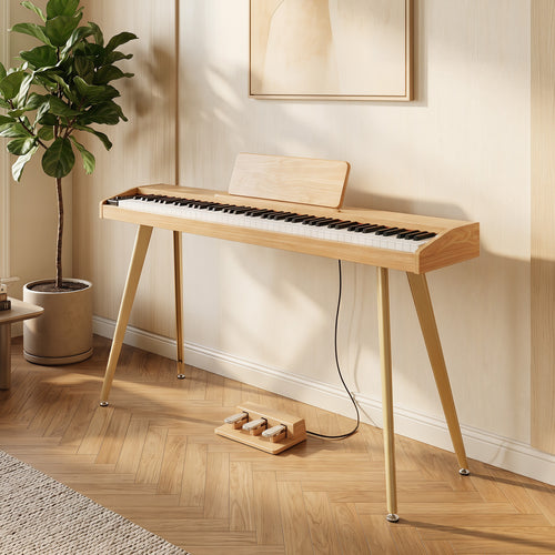 88-Key Semi-Weighted Digital Piano with 3 Pedal Unit and 80 Demos, Natural