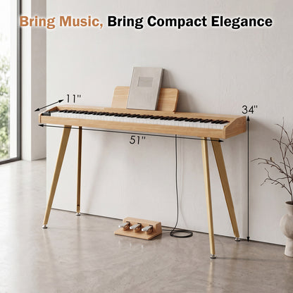 88-Key Semi-Weighted Digital Piano with 3 Pedal Unit and 80 Demos, Natural