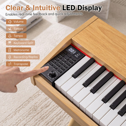88-Key Semi-Weighted Digital Piano with 3 Pedal Unit and 80 Demos, Natural