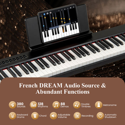 88 Keys Velocity-Sensitive Piano Keyboard with French DREAM Audio Source, Black Pianos & Keyboards at Gallery Canada