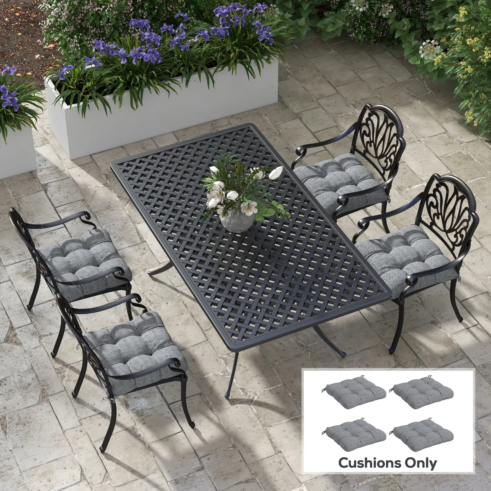 4-Piece Patio Chair Cushion Set, Indoor Outdoor Replacement Pillows Patio Chair Cushions at Gallery Canada