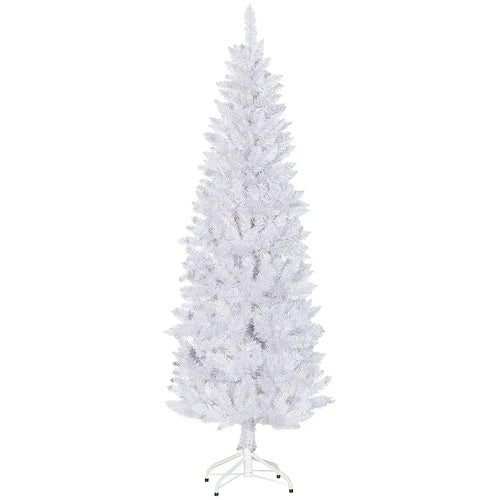 6ft Pencil Artificial Christmas Tree, 479 Branch Tips, Steel Base, White