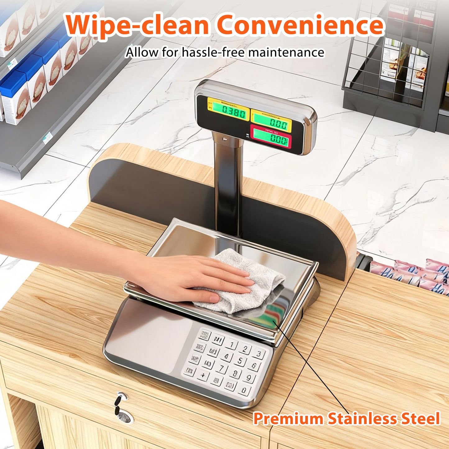 88lb Price Computing Scale with Pole Dual LCD Display Digital Commercial Food Scale Kitchen Tools at Gallery Canada