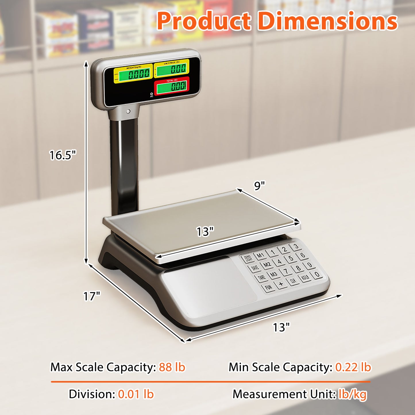 88lb Price Computing Scale with Pole Dual LCD Display Digital Commercial Food Scale Kitchen Tools at Gallery Canada