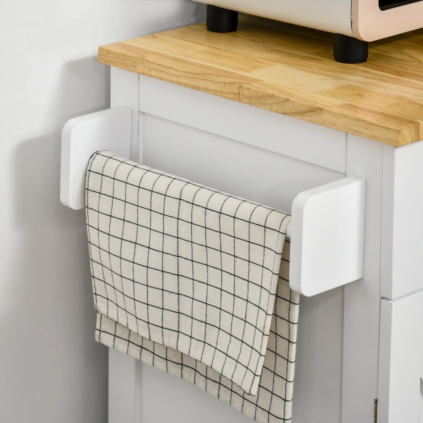 Foldable Kitchen Island with Storage Drawer, Farmhouse Style Rolling Utility Cart, Coffee Bar Cabinet on Wheels with Drop-Leaf Wood Top, White Kitchen Islands & Kitchen Carts at Gallery Canada