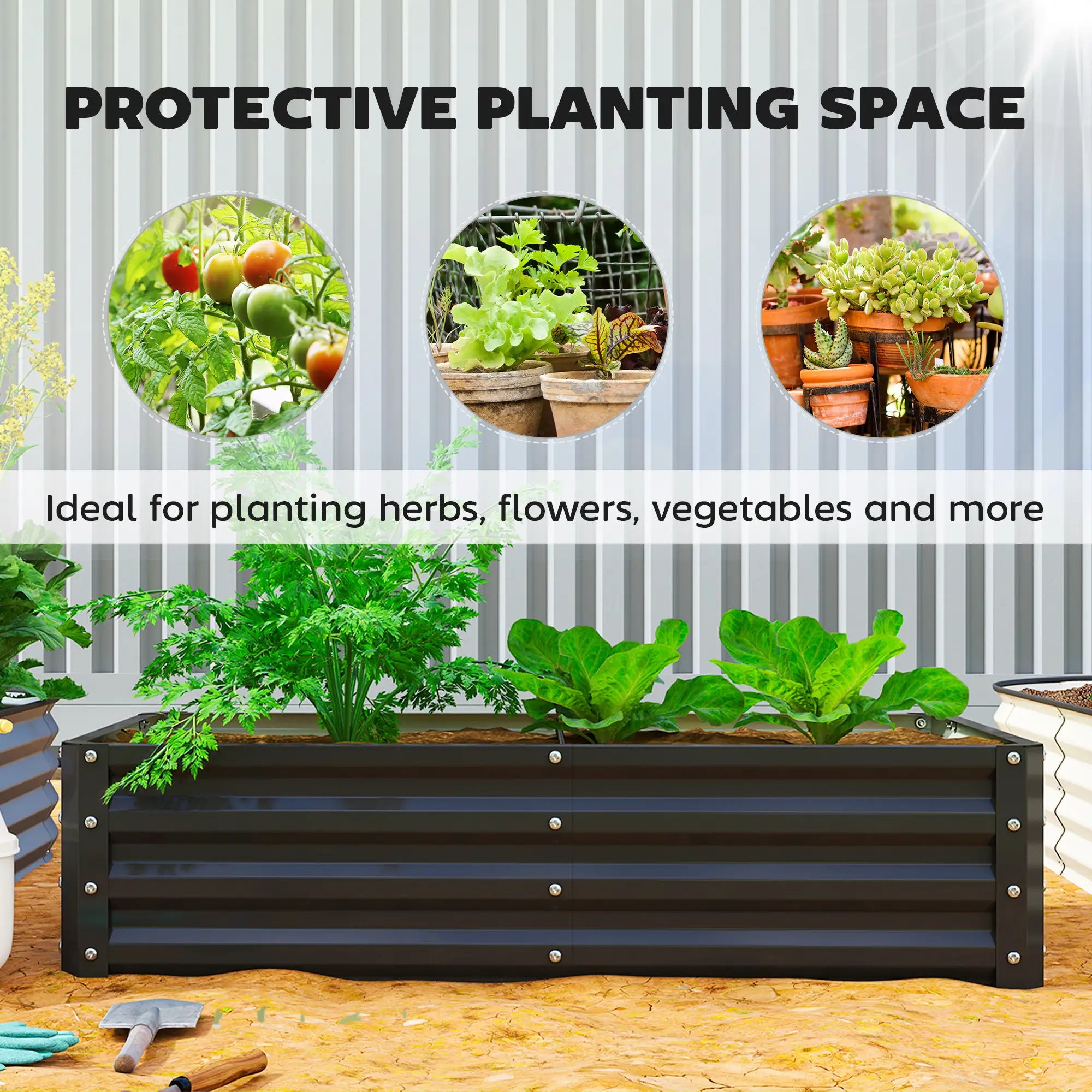 Galvanized Raised Garden Bed, Planter Box, 4' x 2' x 1', Black Galvanized Planter Boxes at Gallery Canada