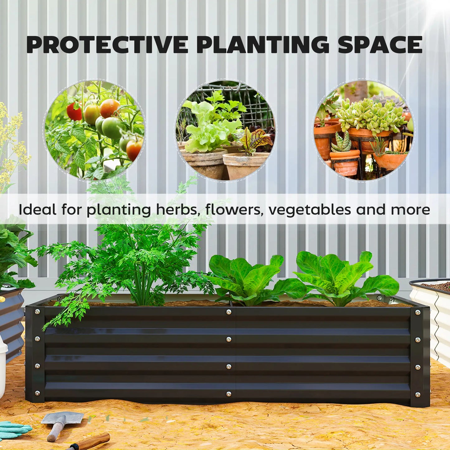 Galvanized Raised Garden Bed, Planter Box, 4' x 2' x 1', Black Galvanized Planter Boxes at Gallery Canada