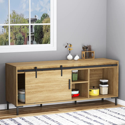 6FT Antique Sliding Barn Door Hardware Kit, Single Door, Coffee