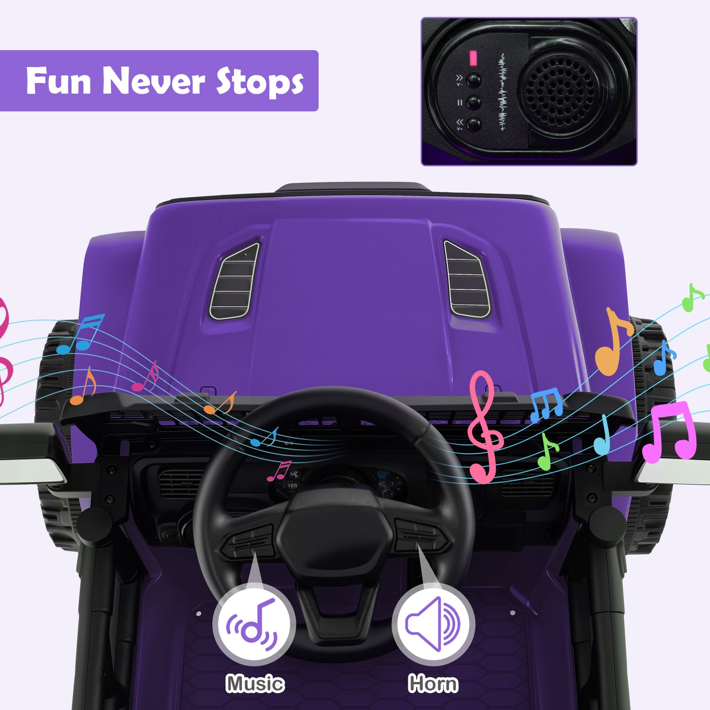 12V Kids Ride on Truck Car Battery Powered Electric Vehicle, Purple Powered Ride On Toys at Gallery Canada