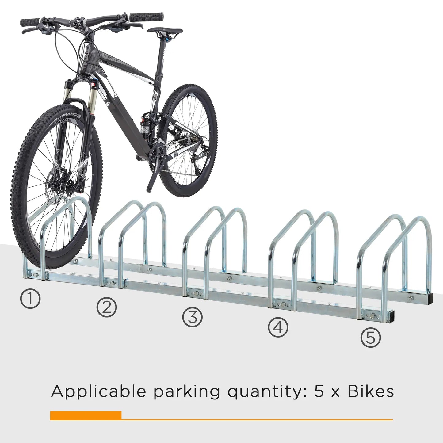 5-Bike Bicycle Floor Parking Rack Cycling Storage Stand Ground Mount Garage Organizer for Indoor and Outdoor Use Silver Bike Parking Stands at Gallery Canada
