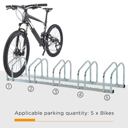 5-Bike Bicycle Floor Parking Rack Cycling Storage Stand Ground Mount Garage Organizer for Indoor and Outdoor Use Silver Bike Parking Stands at Gallery Canada