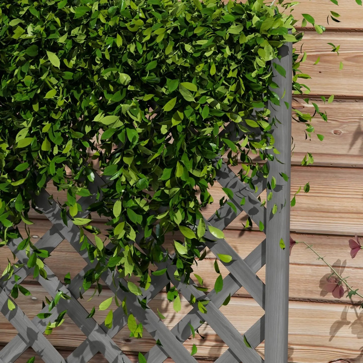 Wood Planter With Trellis, Raised Garden Bed, 28" x 11" x 46", Grey Wooden Planter Boxes at Gallery Canada