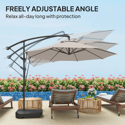 10FT Cantilever Umbrella With Fillable Base, Wind Strap, Cover, Cream White Offset Cantilever Umbrellas at Gallery Canada