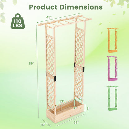 89 Inch Tall Wooden Raised Garden Bed with Side Trellis and Hanging Roof Drainage Holes, Natural Raised Garden Beds at Gallery Canada