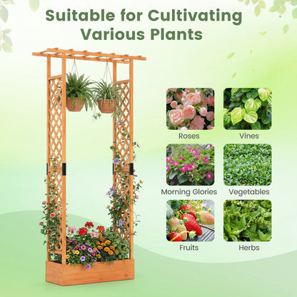 89 Inch Tall Wooden Raised Garden Bed with Side Trellis and Hanging Roof Drainage Holes, Orange Raised Garden Beds at Gallery Canada