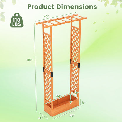 89 Inch Tall Wooden Raised Garden Bed with Side Trellis and Hanging Roof Drainage Holes, Orange Raised Garden Beds at Gallery Canada