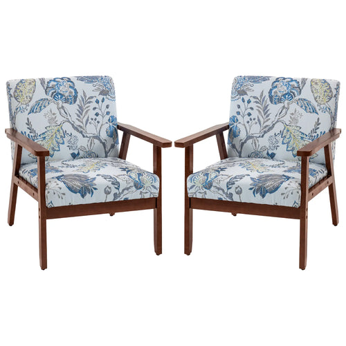 Modern Accent Chair, Upholstered Linen-Feel Armchair, Multicolored