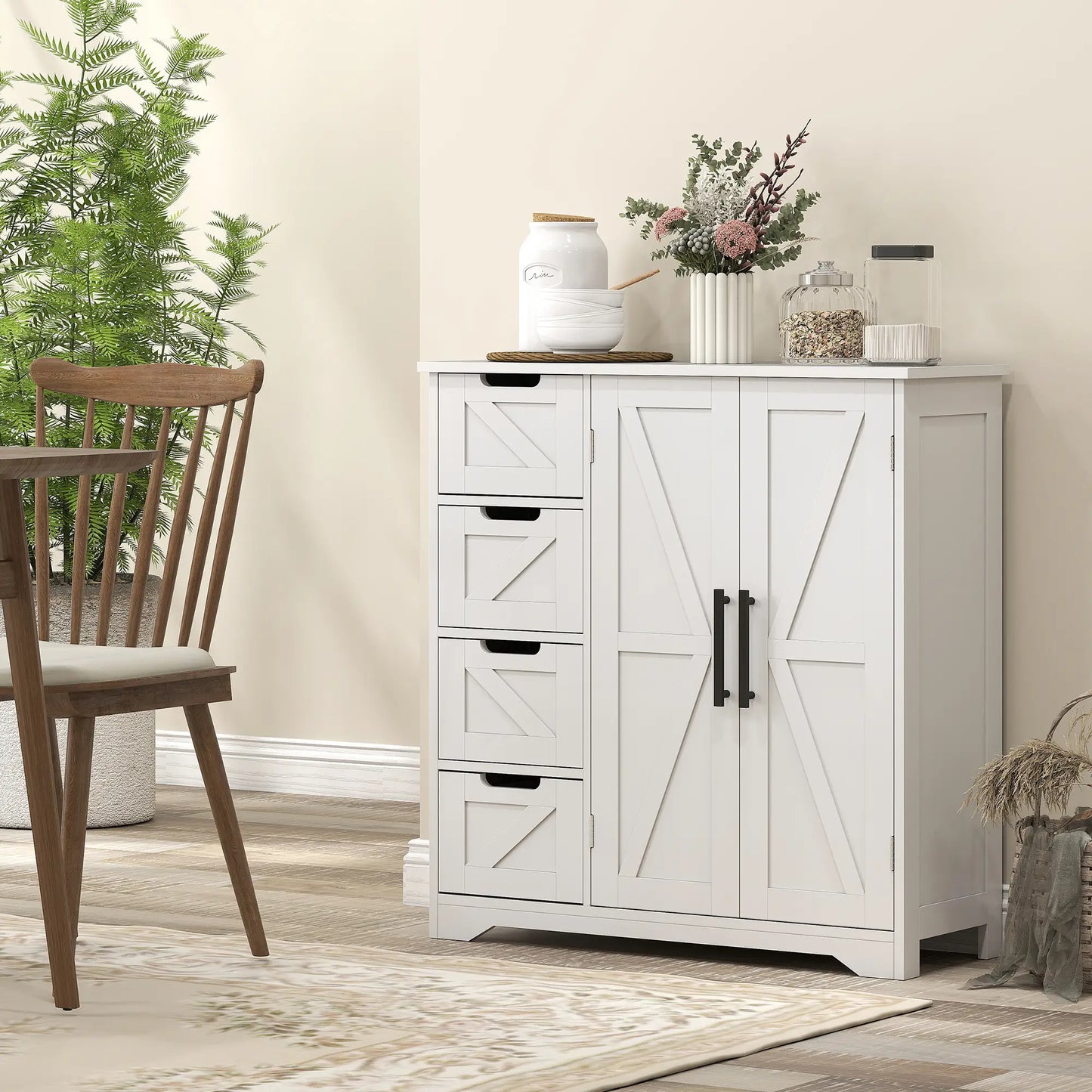 Farmhouse Bathroom Floor Cabinet, Adjustable Shelf, White Bathroom Cabinets at Gallery Canada