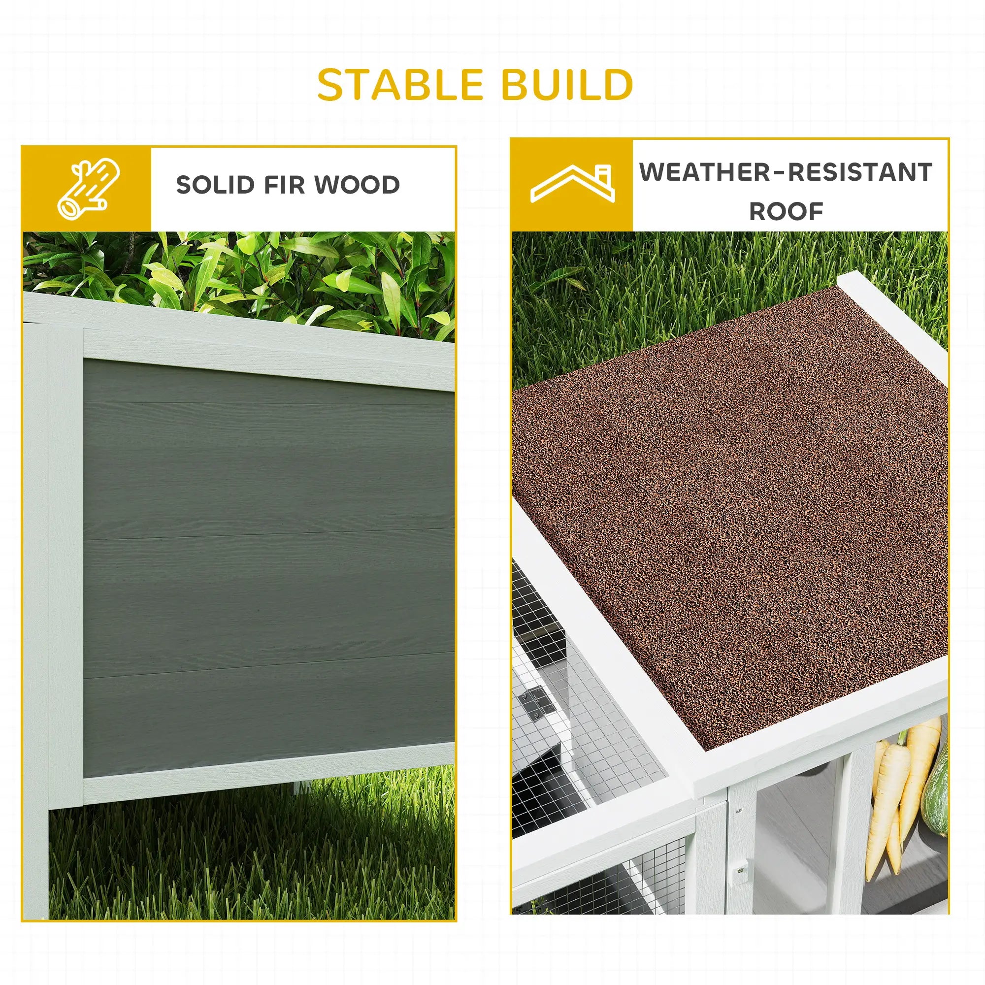 Wooden Rabbit Hutch With Run, Openable Top, Pull Out Tray, Ramp, Water-Resistant Roof, Grey Rabbit Hutch at Gallery Canada