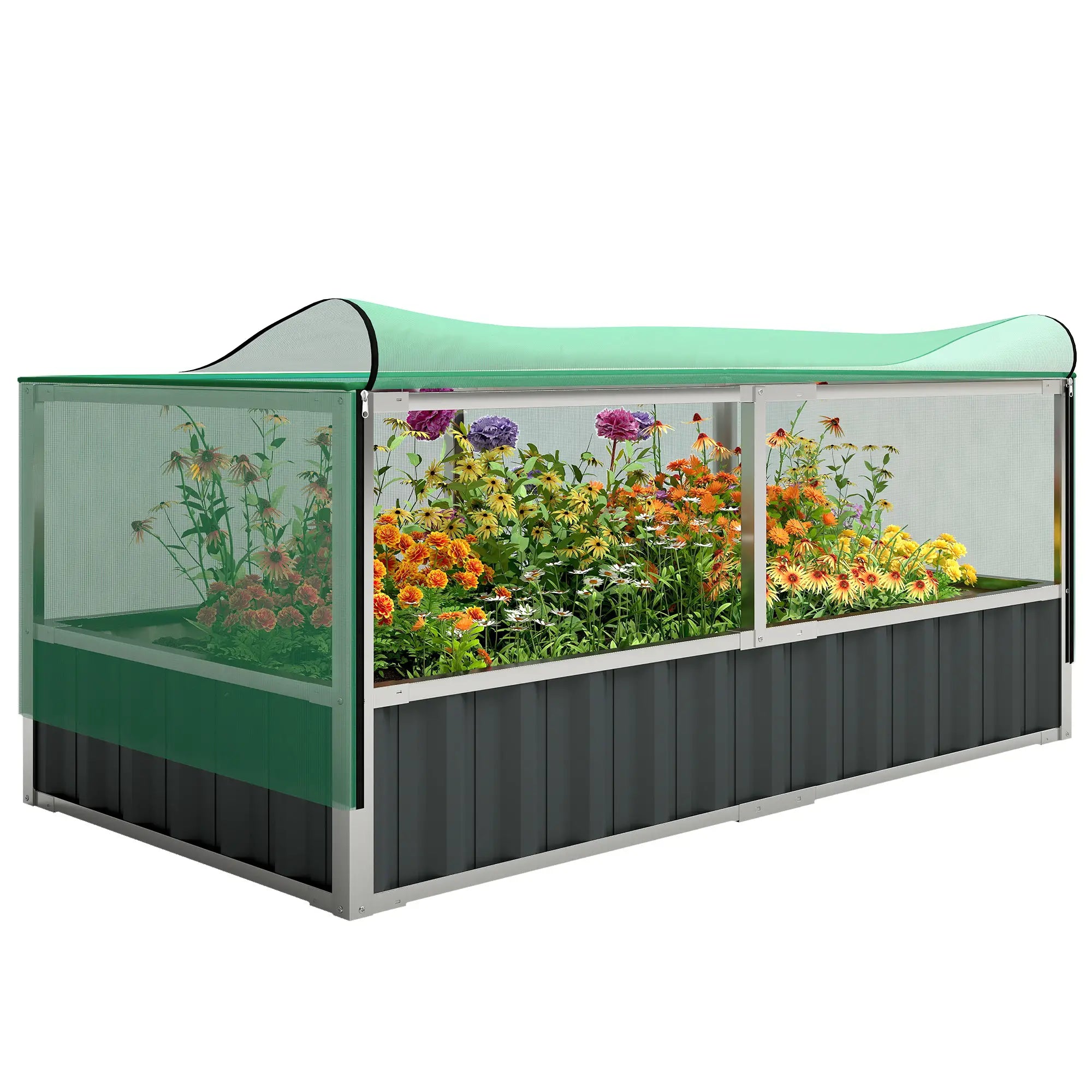 Steel Raised Garden Bed, 5.7 x 3 x 2.3ft, With Cover And Gloves, Dark Grey Galvanized Planter Boxes at Gallery Canada