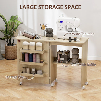 Sewing Machine Cabinet, Folding Table with Storage, Nature Wood Storage Cabinets at Gallery Canada