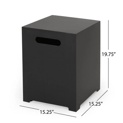 Metal Propane Tank Cover Side Table, 15.5" L x 15.5" W x 20" H, Dark Grey Patio Side Tables at Gallery Canada