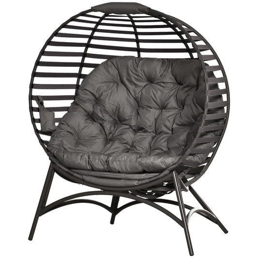 Egg Chair, Patio Lounge Chair, Foldable Basket Chair with Large Seat Cushion, Side Pocket, Sand Patio Chairs Sand at Gallery Canada