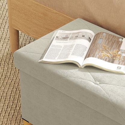Velvet Upholstered Foldable Storage Ottoman Bench, Wood Legs Storage Ottomans & Benches at Gallery Canada